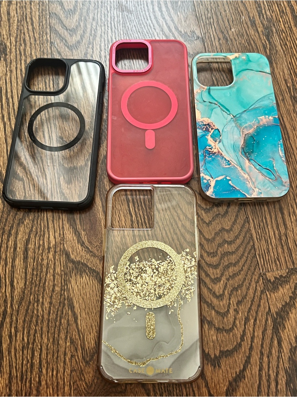 Lot of iPhone 13 Pro Max Protective Phone Cases - Black, Red, Teal, Clear/Gold